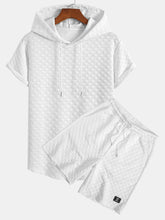 Checkerboard Jacquard  Arc Hem Hooded T-Shirt & Checkerboard Jacquard Shorts